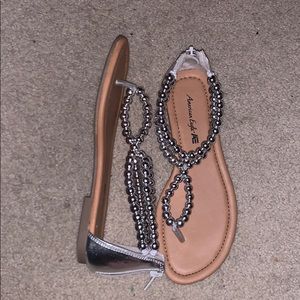 Silver beaded sandals